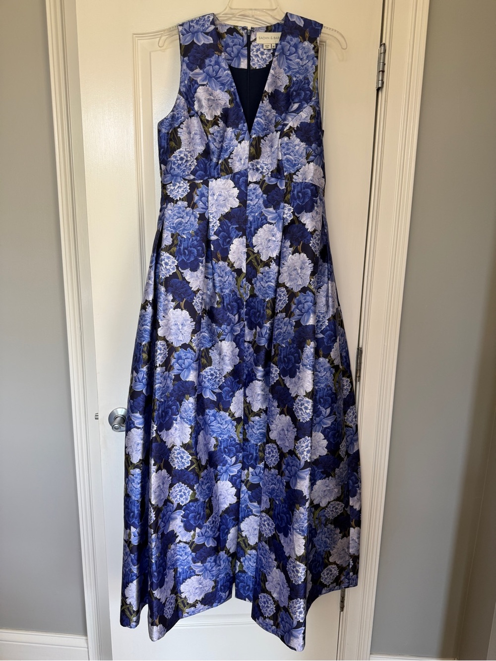 Sachin + Babi Brooke Floral Satin Mikado Gown in Rosa Azzuro
